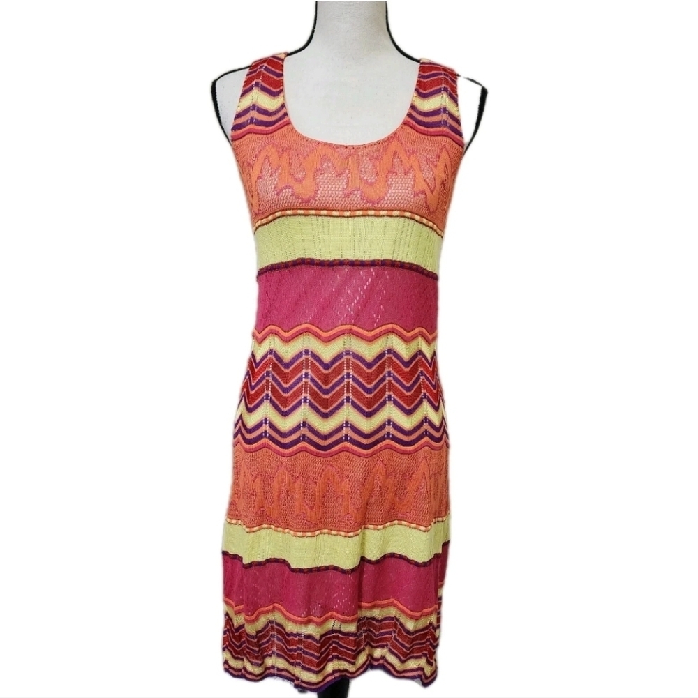 anthropologie CECILIA PRADO size Large Chevron Knit Tank Dress Multicolor Brazil